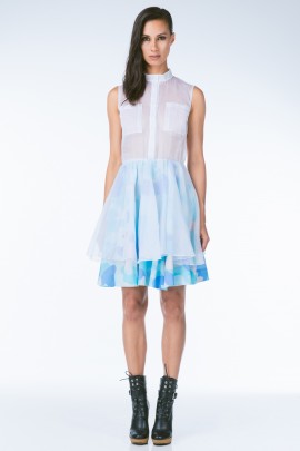 Pastel Camo Sheer Overlay Dress