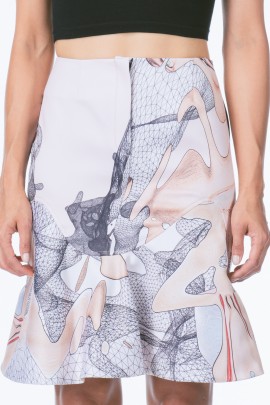 Silk Ruffle Pencil Skirt