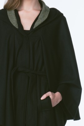 Apparition Black Wool Cape Coat
