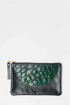 Crocodile Embossed Leather Clutch