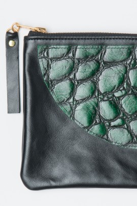 Crocodile Embossed Leather Clutch