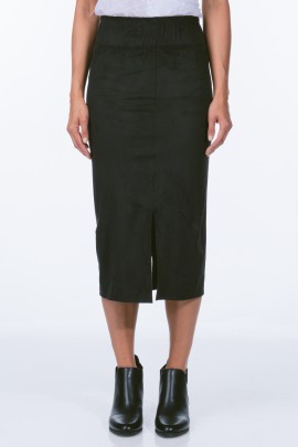 Black Zip Up Midi Skirt 