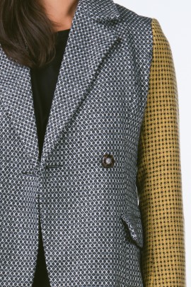Tweed Color Block Coat