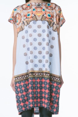 Digital Jewel Print Oversized Shirt Dress