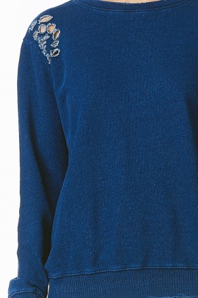 Indigo Distressed Sweatshirt