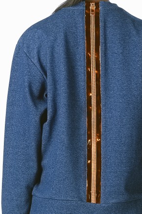 Navy Embossed Zip Sweatshirt