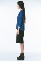 blue soft rayon blend crew neck sweater 