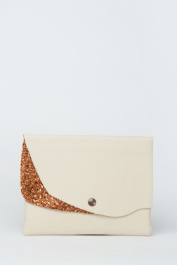 Sequin Italian Leather Clutch