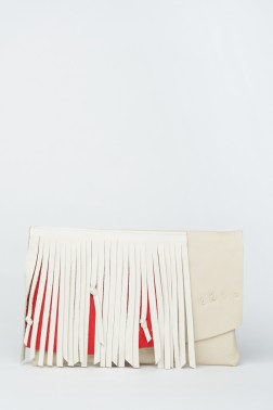 Fringe Italian Leather Clutch