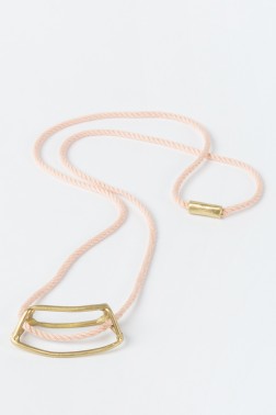 Brass Cage & Peach Cord Necklace