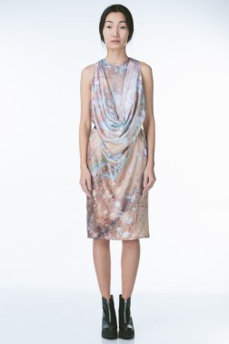 Cowl Neck Printed Silk Midi Dress