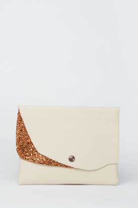 Sequin Italian Leather Clutch