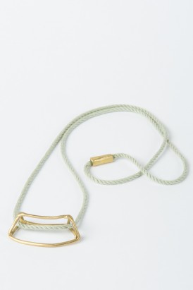 Brass Cage & Mint Cord Necklace