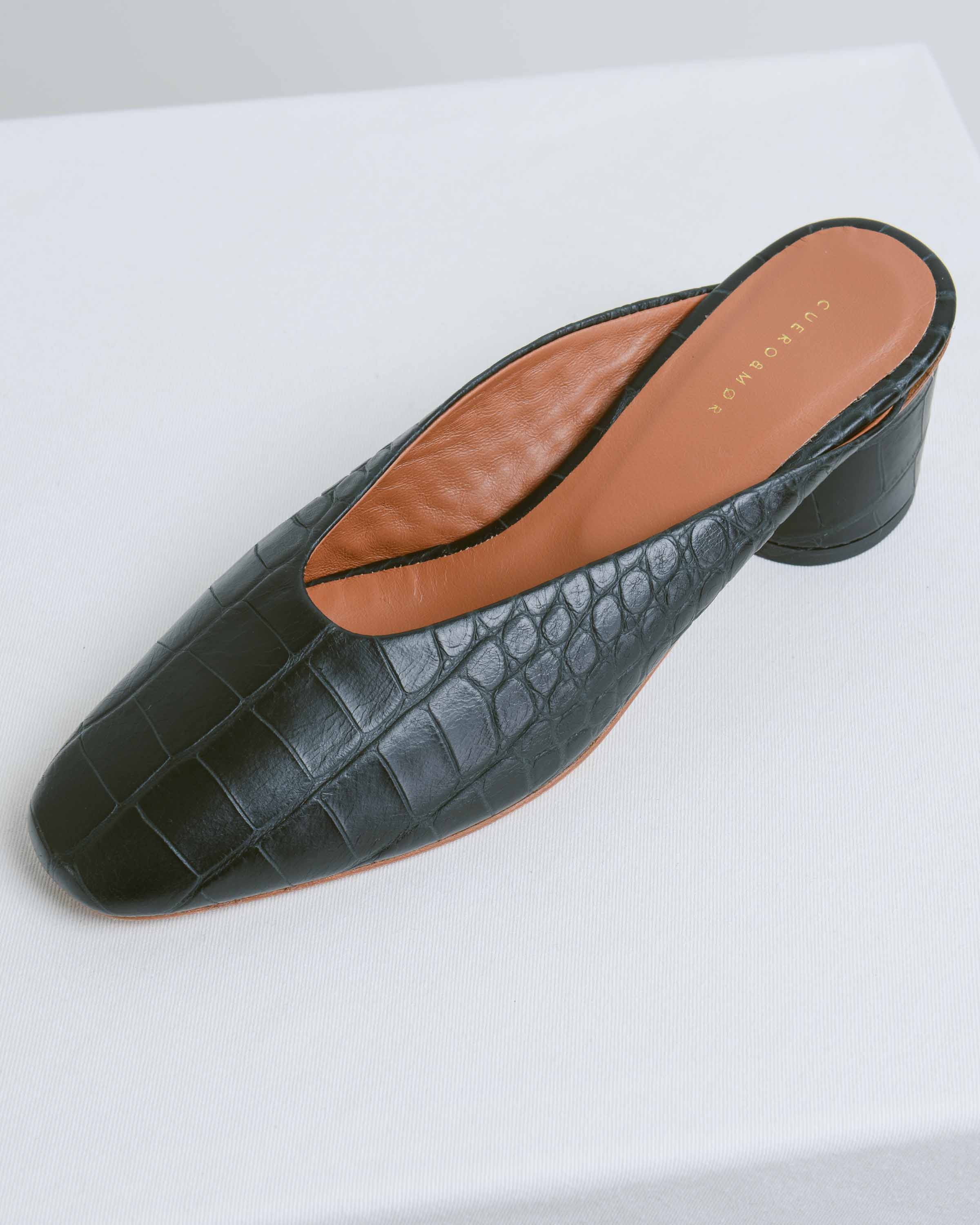 Black Croco Mule