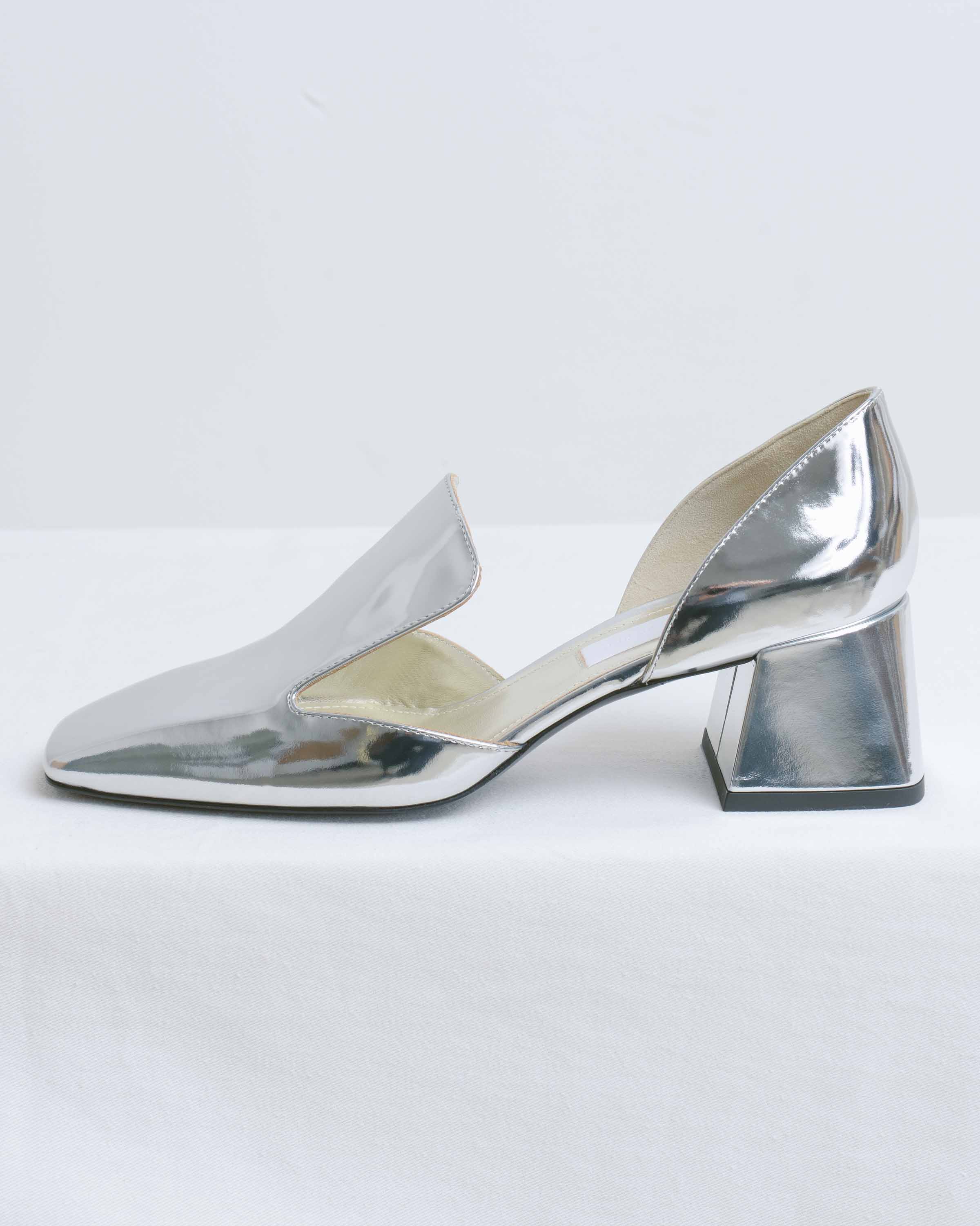 Silver Leather D'Orsay Pumps
