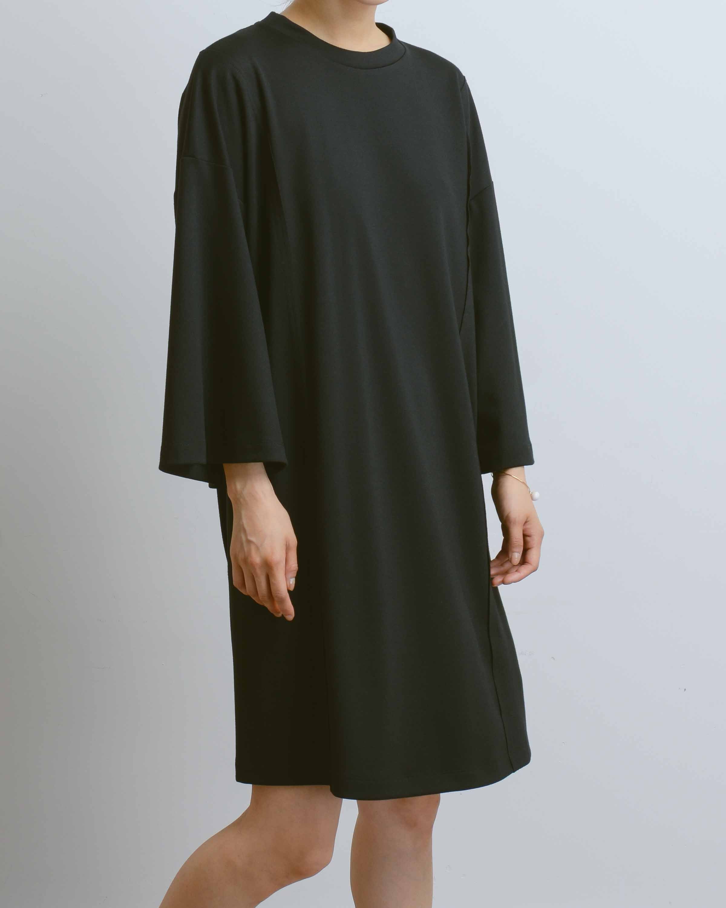 Black Longsleeve T-Shirt Dress with Back Seam