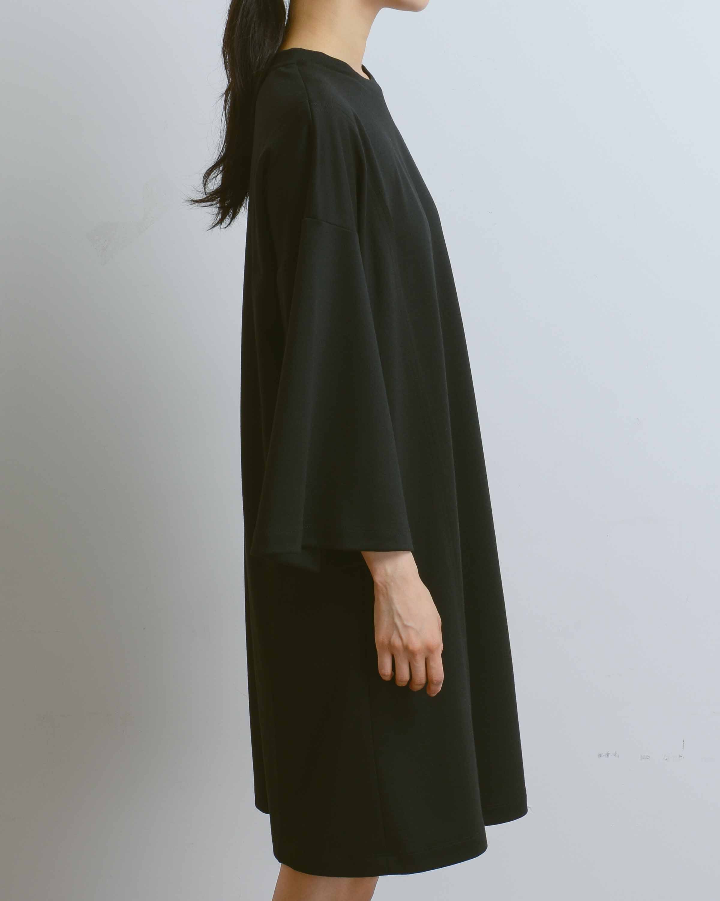 Black Longsleeve T-Shirt Dress with Back Seam