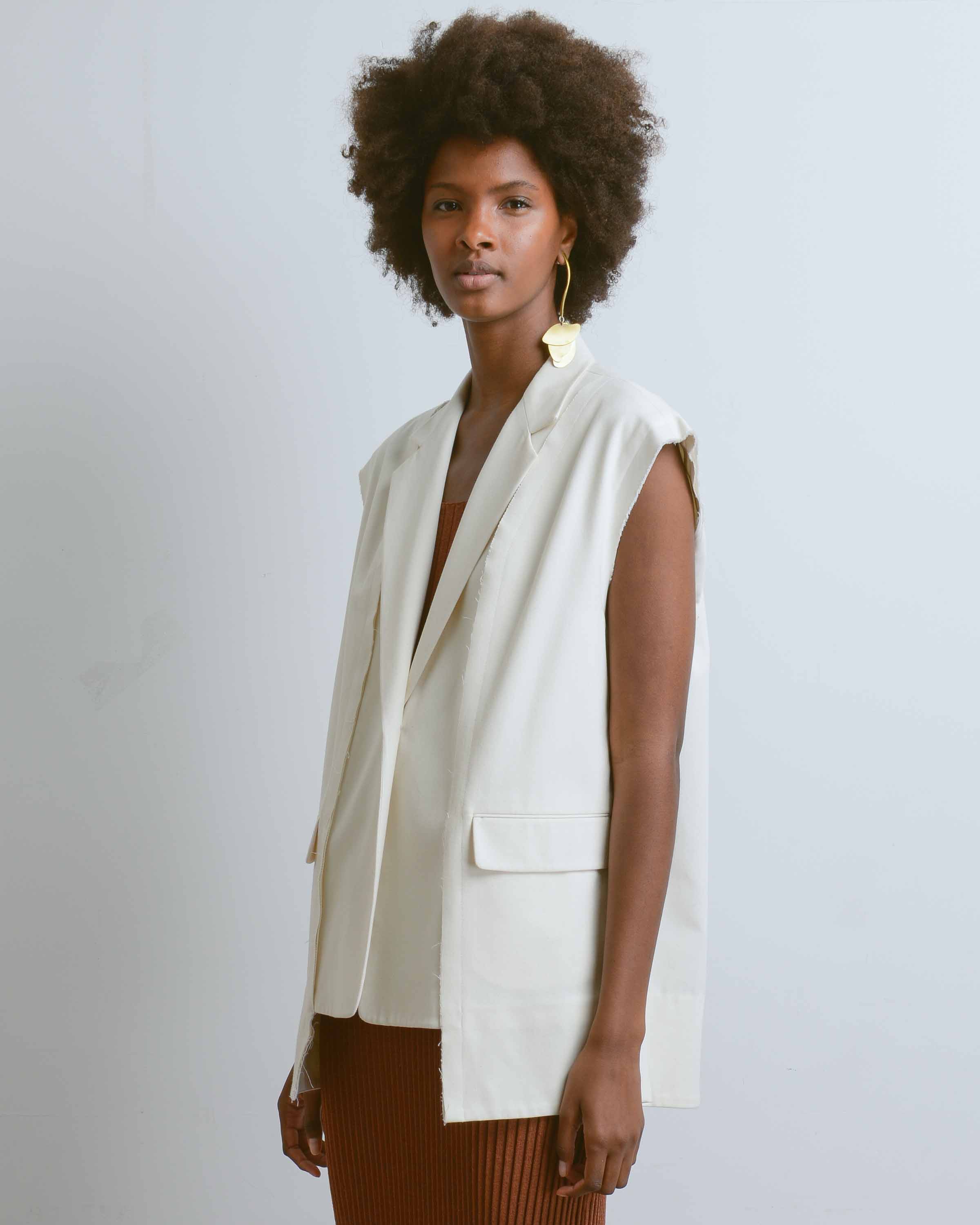 Asymmetrical Raw Seam Vest
