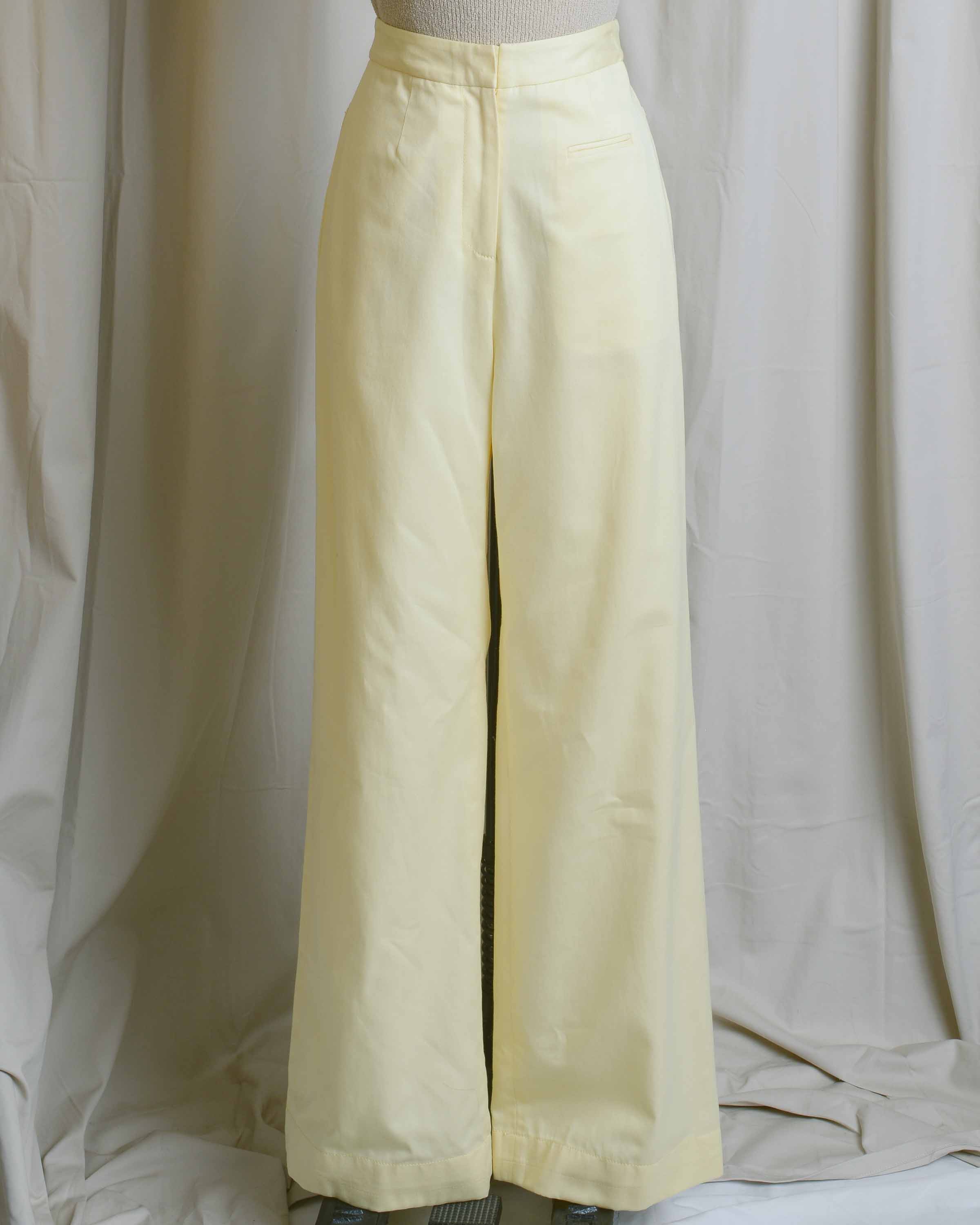 Yellow Cotton High Waist Pants