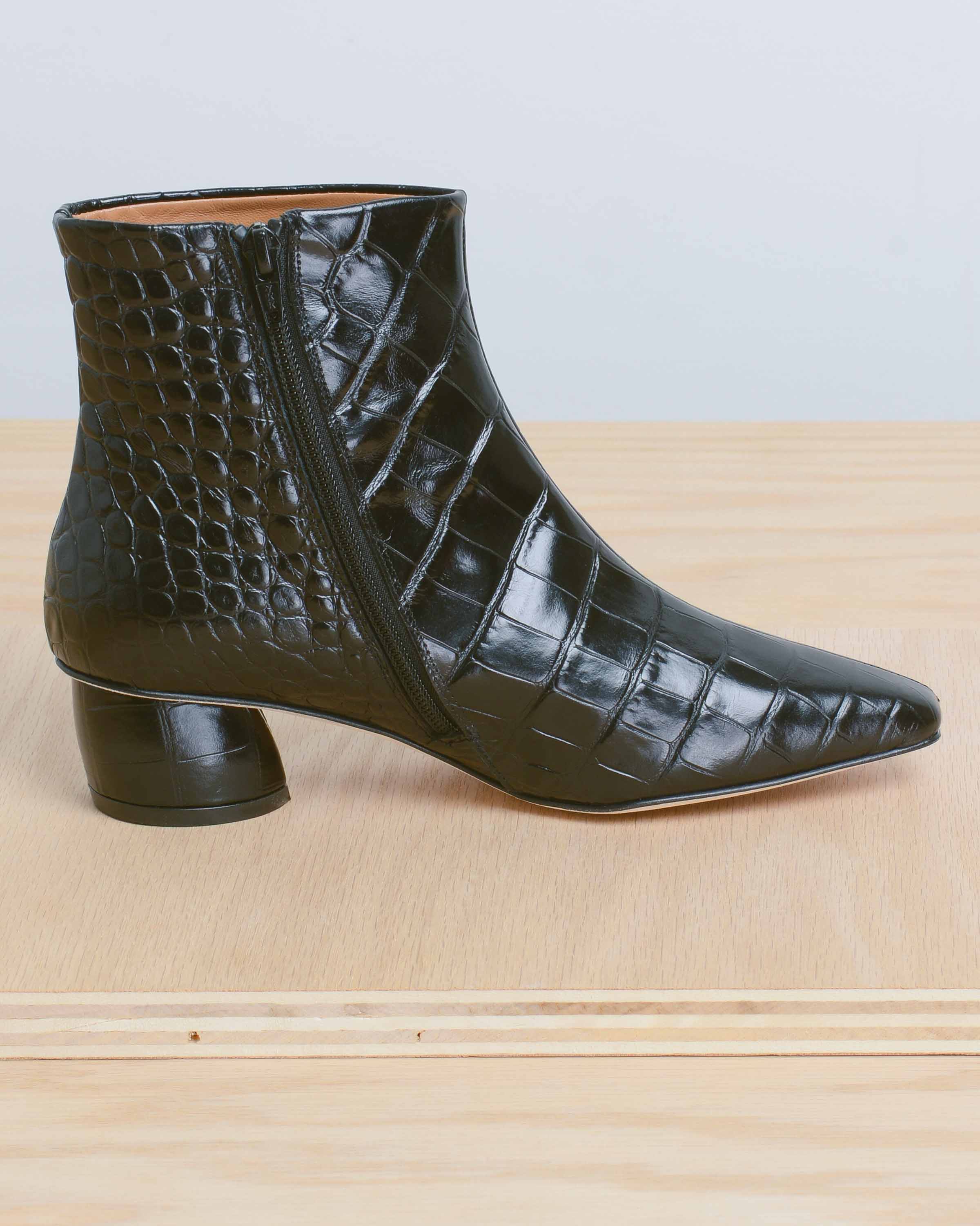 Black Matea Crocodile Boots