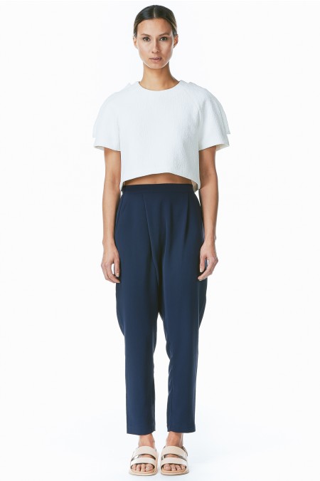 navy peg fold pant