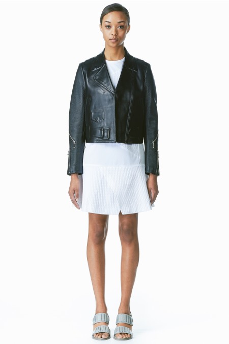 black leather wrap jacket