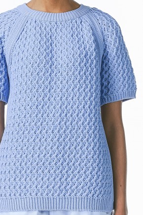 Sky Blue Short Sleeve Fisherman Pullover