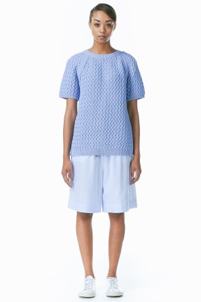 Sky Blue Short Sleeve Fisherman Pullover