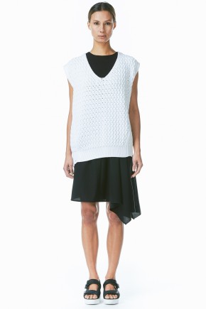 Oversize White Knit Vest Sweater