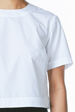 Cropped Pearl Poplin Shirt