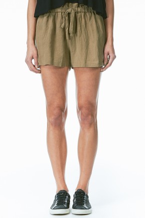 Green Linen Shorts