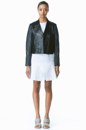 Black Leather Wrap Jacket