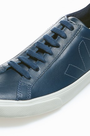 Navy Leather Low Top Sneakers