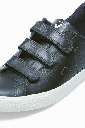 Pierre Black Leather Velcro Sneakers