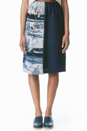 Custom Navy Marble Weave Rug Skirt