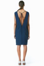 sleeveless blue dress