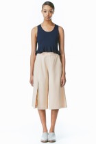 Nude long shorts with slit