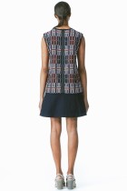 sleeveless tweed navy flared dress
