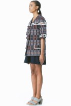 weaved paneled open front tweed coat