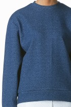 cool korean navy blue sweatshirt zip detail