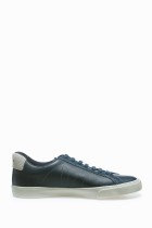 matte navy leather low top sneakers