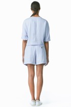 light blue pleated tencel shorts