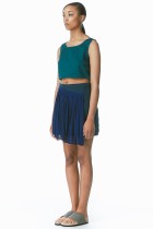 navy green chiffon mini skirt