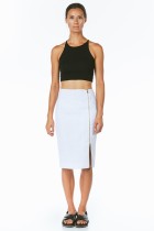 white zipper pencil skirt
