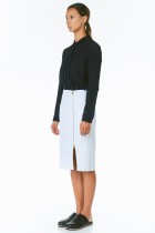 white pencil skirt gold zip