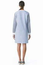 boyfriend cotton blue navy white stripe shirt dress