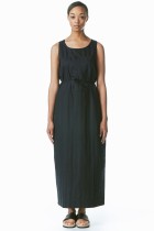 paula black stripes long dress