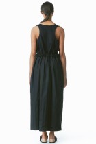 Long dress with double layer in back hidden belt tunnel