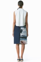 custom navy marble weave rug skirt