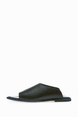 Black Embossed Leather Slide